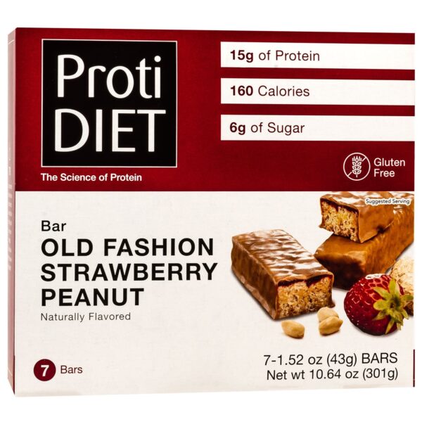 ProtiDiet Protein Bars - Outdated Original Strawberry & Peanuts, 7 Bars/Field