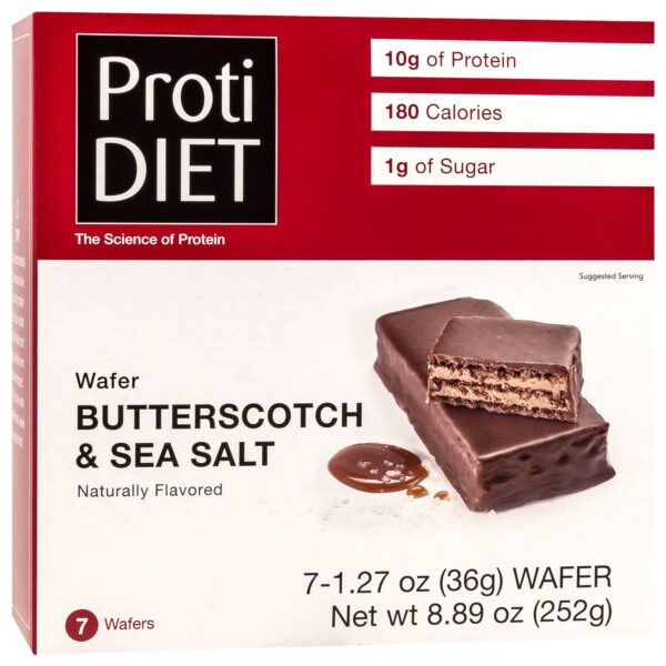 ProtiDiet Protein Wafer Bars - Butterscotch & Sea Salt, 7 Bars/Field