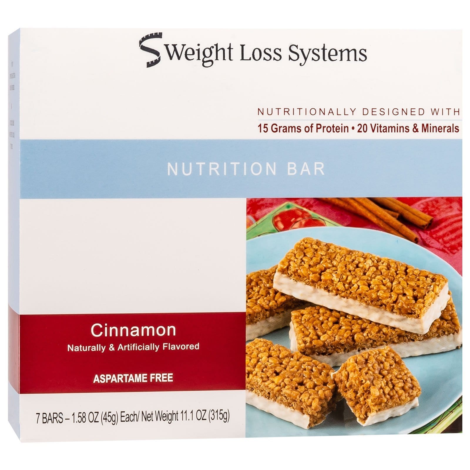 Weight Loss Systems Protein Bars - Cinnamon, 7 Bars/Box Weight Loss Systems Protein Bars - Cinnamon, 7 Bars/Box